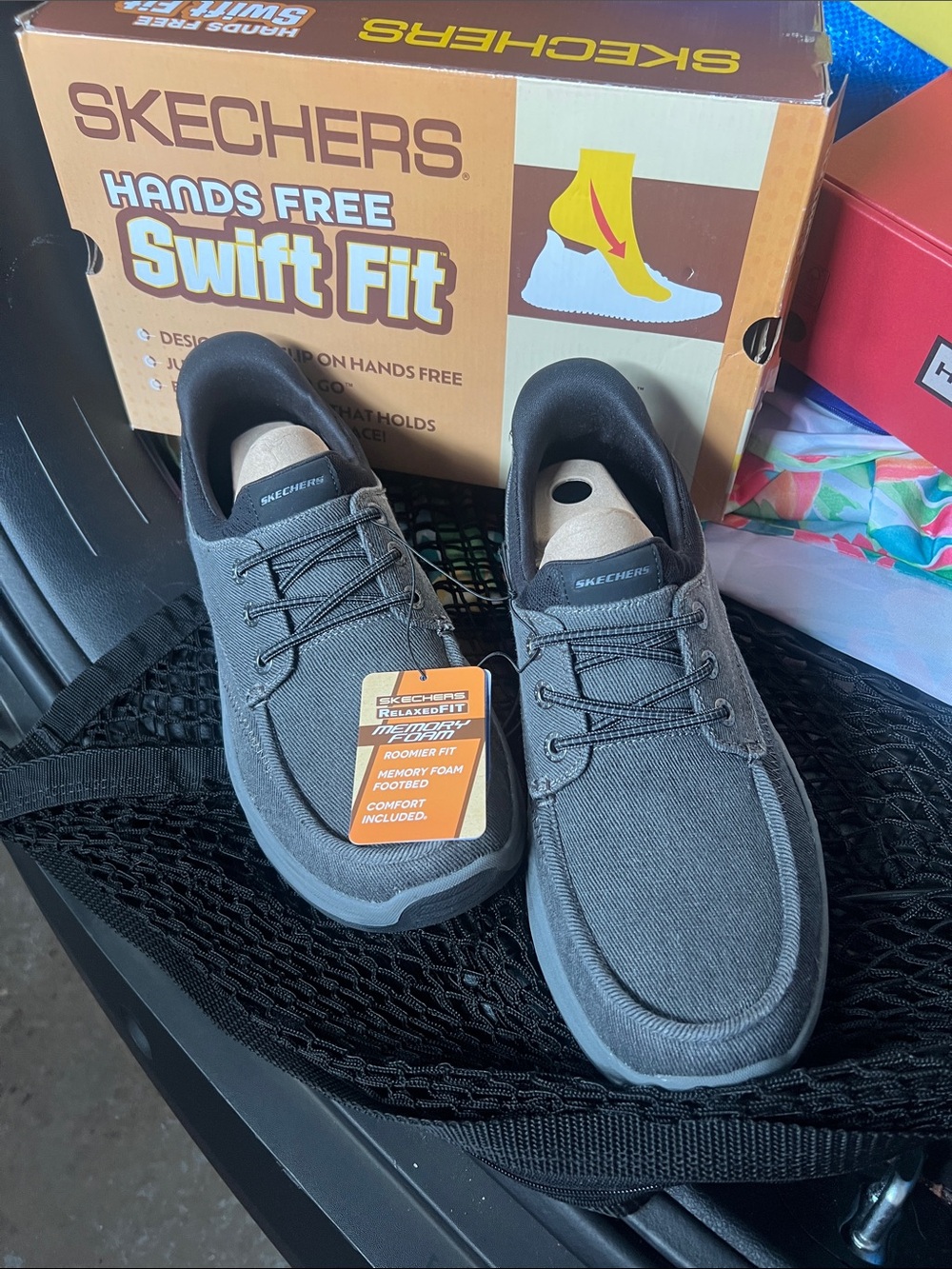 Mens Skechers black color slip ins